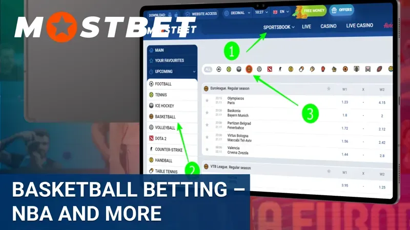 Basketball Betting NBA and More at Mostbet
